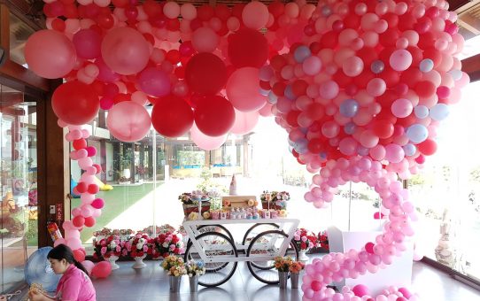 Pink balloon party decoration_氣球佈置